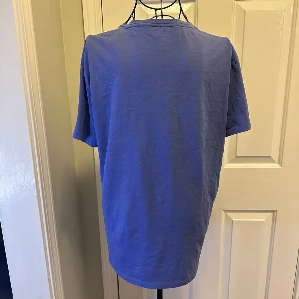 Polo Ralph Lauren T-Shirt Blue Classic Fit Pocket Lime Green Pony Mens Size M